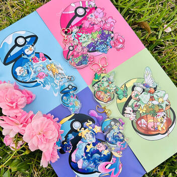 Pokéball Postcards & Matching Keychains